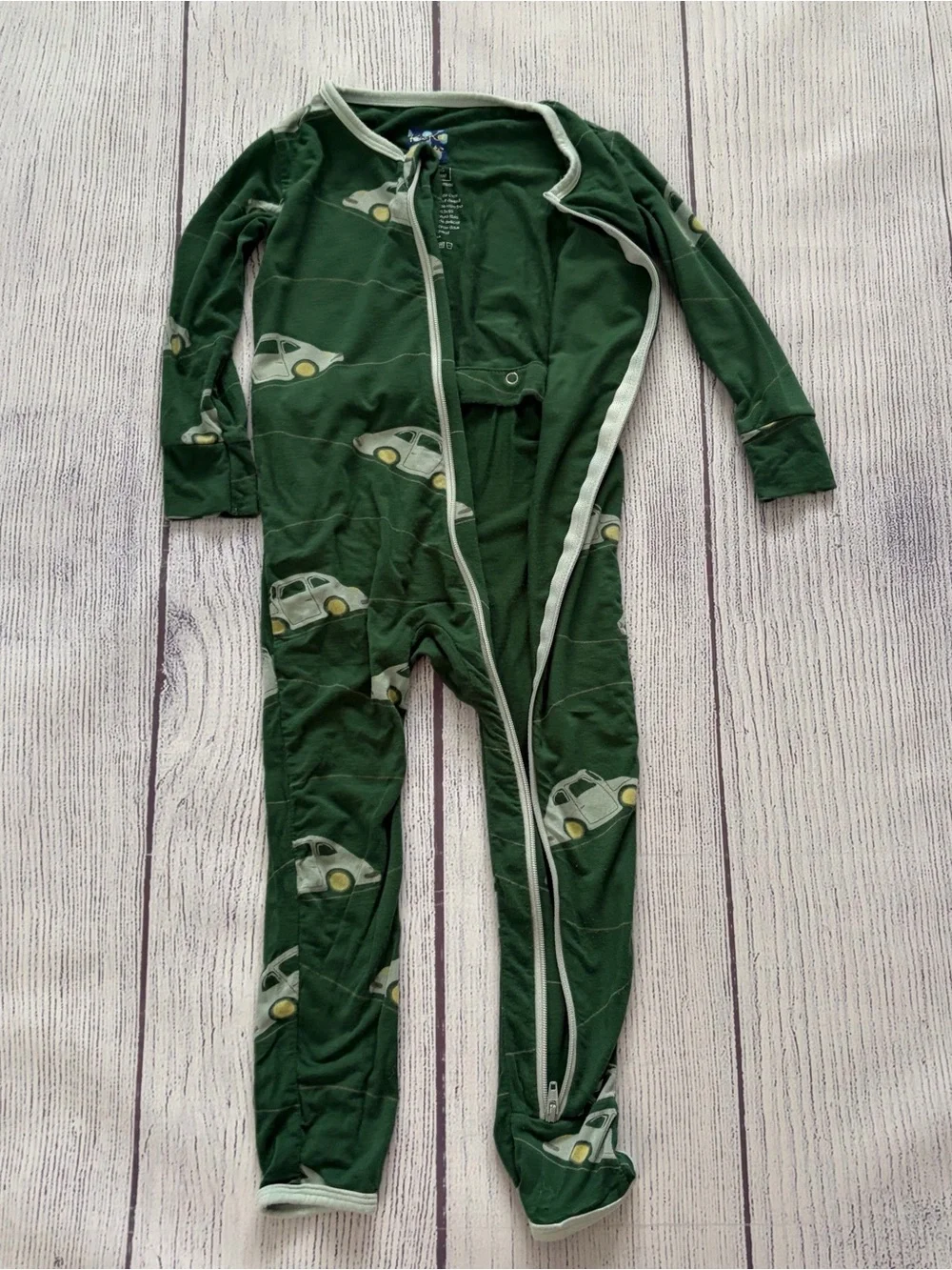 Kickee Pants Bamboo Zipper Footie Topiary Italian Car 18-24m